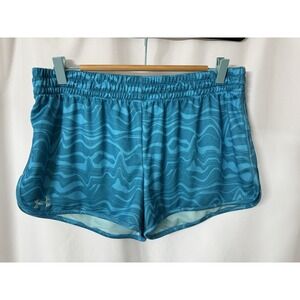 Womens Under Armour Teal Wavy Semi-Fitted Running Shorts XL Heat Gear.‎  G17
